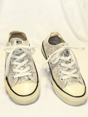 Converse Chuck Taylor All Star W 6 / M4 Silver Glitter Low Top Sneakers 135851C